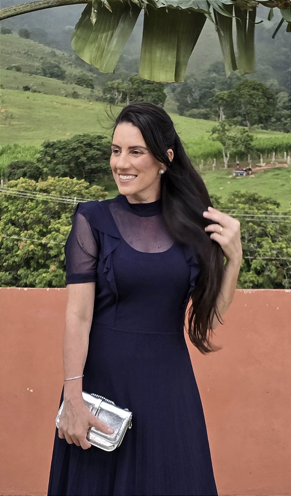 Vestido Tule Azul Marinho