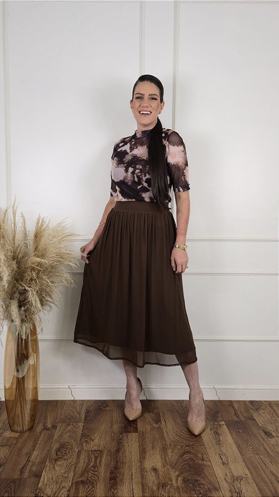 Saia Midi Essência Chocolate