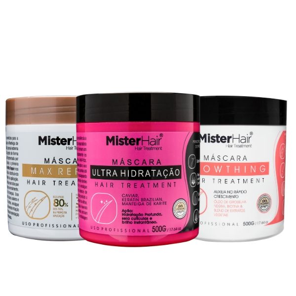 Cronograma Capilar - Ultra Recuperação - Mister Hair 500g (Ultra + Max + Growthing)