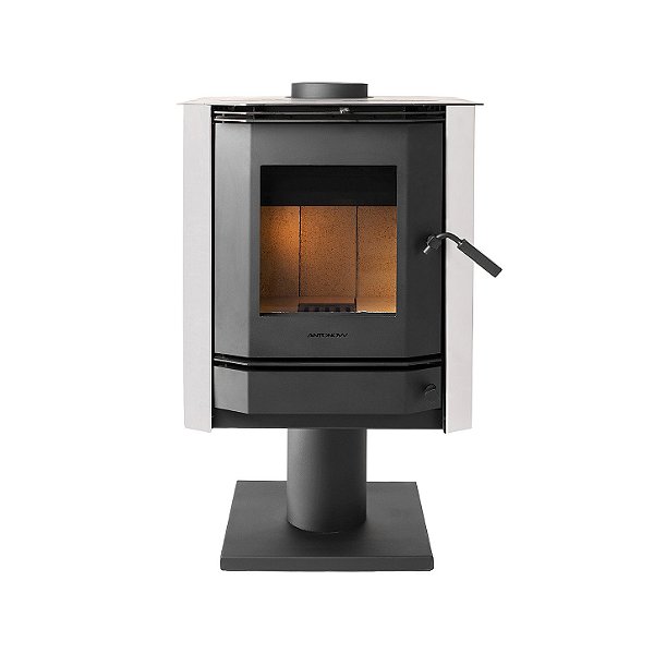 Calefator a Lenha — Oslo — Preto com Inox — Dupla Combustão