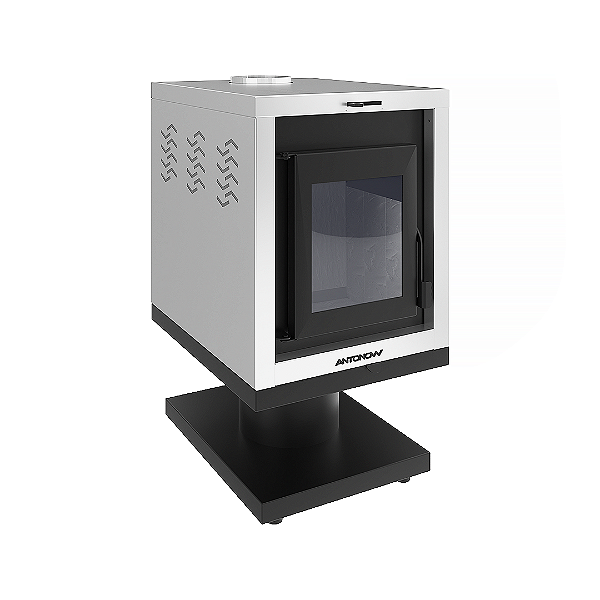 Calefator a Lenha — Thessa 26 — Preto com Inox — Dupla Combustão