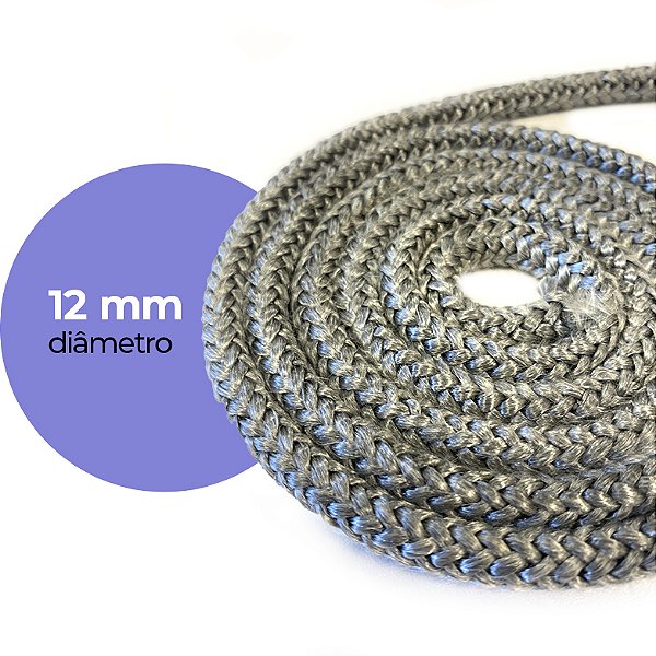 Corda — Gaxeta Fibra-Cerâmica — Isolamento Térmico — Alta Flexibilidade — 1 m X Ø12 mm