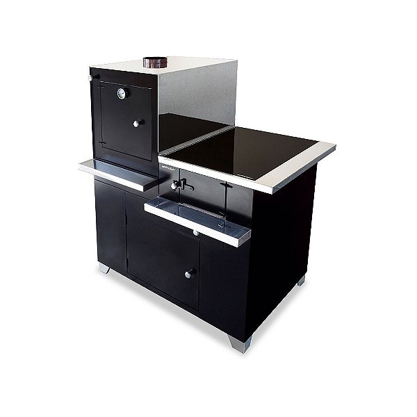 Fogão a Lenha Compacto — Chapa Vitrocerâmica — Esquerdo