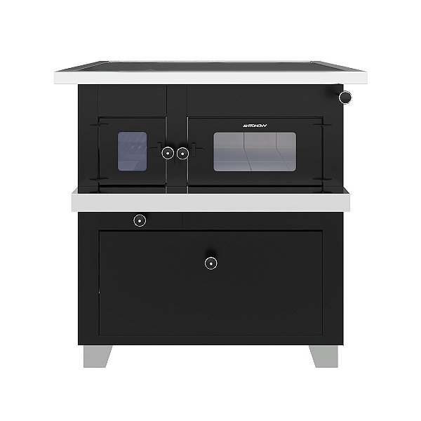 Fogão a Lenha Pizzaiolo — Chapa Vitrocerâmica — Portas Com Visor Vitrocerâmico — Saída Direita