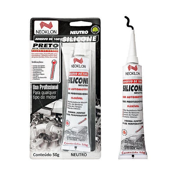 Tubo Silicone Neutro — Alta Temperatura — Neoklon — 50g — Preto