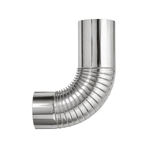 Curva 90° / Sanfonada / Para Chaminé / Saída 150 mm / Inox