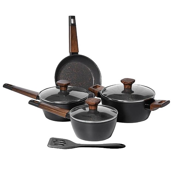 Conjunto — 5 Peças — Panela Studio — Cook Black — Mimo Style