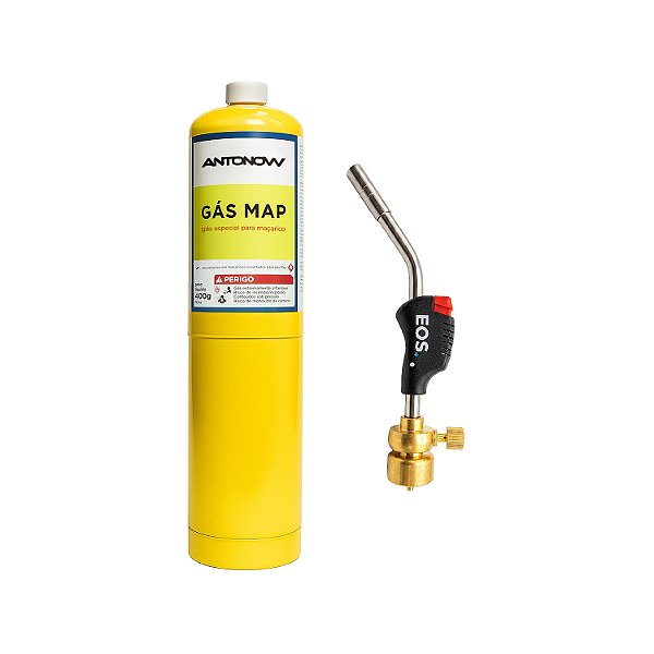 Kit Maçarico Portátil Automático + Cilindro de Gás MAP 400g