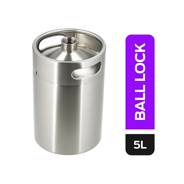 Barril 5 Litros — Ball Lock — Growler — Inox 304 — Passivado