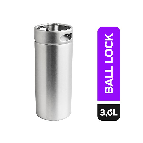 Barril 3,6 Litros — Ball Lock — Growler — Inox 304 — Passivado