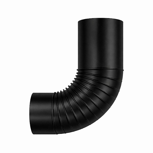 Curva 90° / Sanfonada / Para Chaminé / Saída 150 mm / Preto