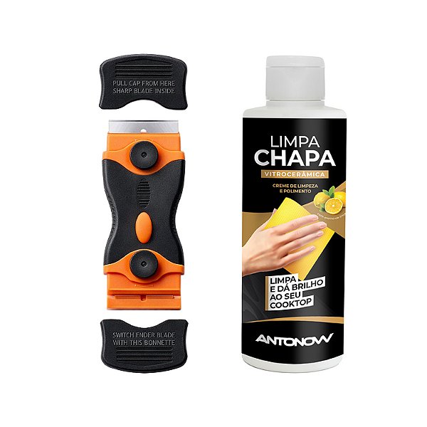 Kit de Limpeza para Chapa Vitrocerâmica e Cooktop — Creme 200 ml e Raspador