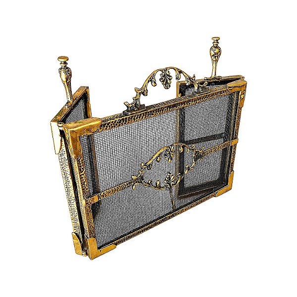 Grade para Frente de Lareira — Em Bronze Martelado — Articulada — Até 70 cm