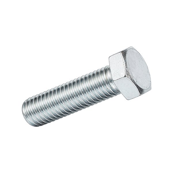 Parafuso Sextavado — M6 X 25 mm — Aço Zincado Branco — 50 Peças