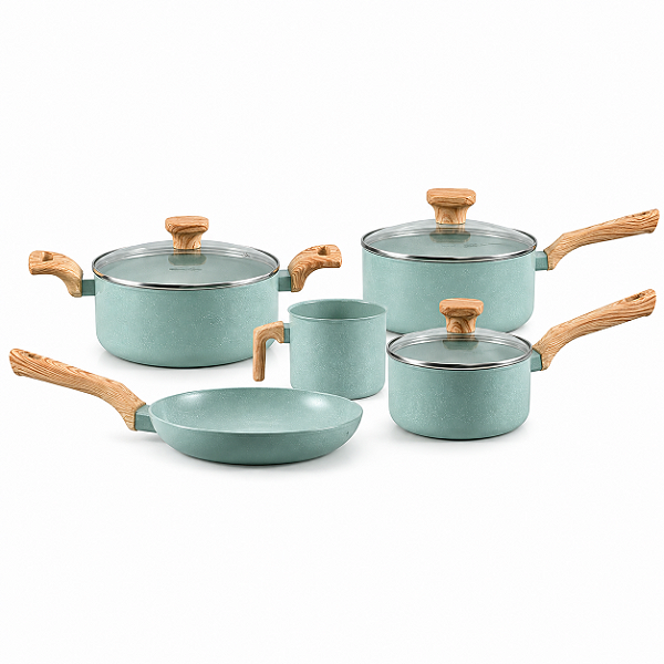 Conjunto — 5 Peças — Panela Pratic Cook — Green — Mimo Style