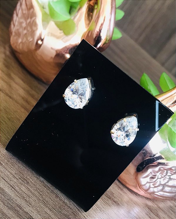Brinco gota de Zircônia Folheado a ouro 18k