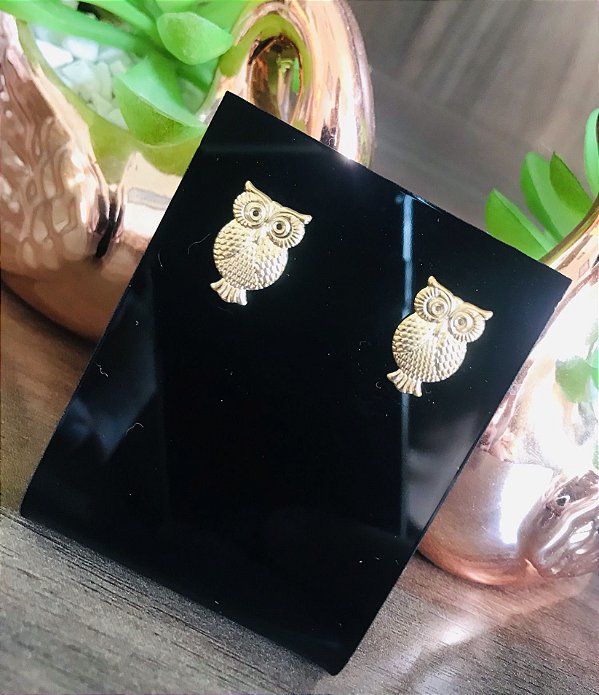 Brinco Coruja Folheado a ouro 18k