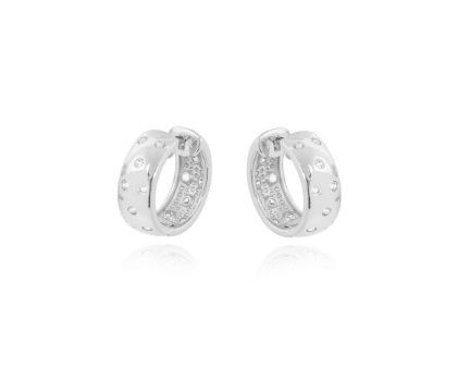 ARGOLA COM PONTOS DE ZIRCÔNIA CRISTAIS BANHADA A RÓDIO