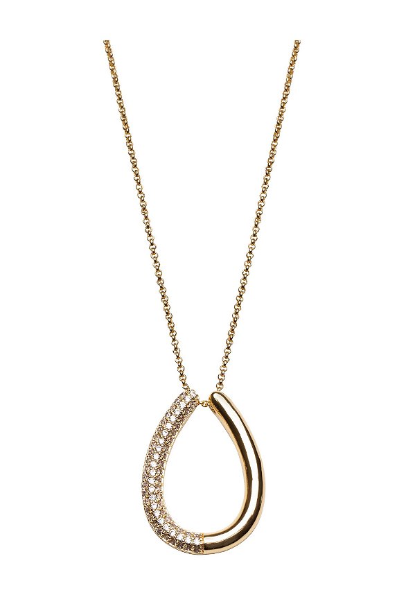 COLAR GOTA VAZADA COM CRAVAÇÃO LATERAL CRISTAL BANHADO A OURO