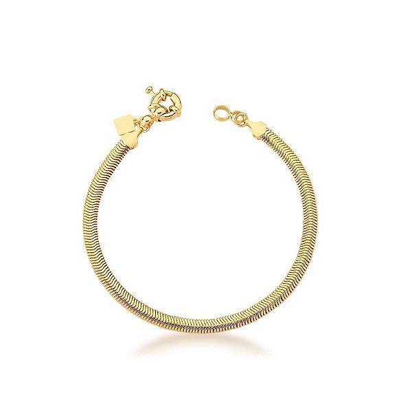 PULSEIRA MALHA SNAKE LISA BANHADA A OURO