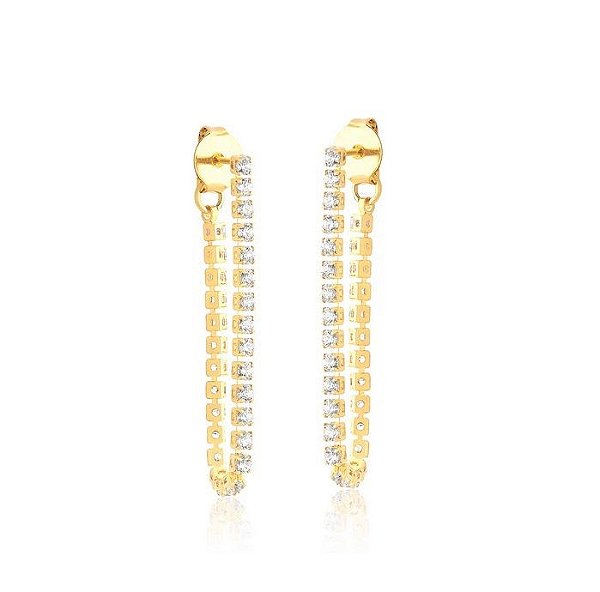 BRINCO RIVIERA CRISTAL BANHADO A OURO
