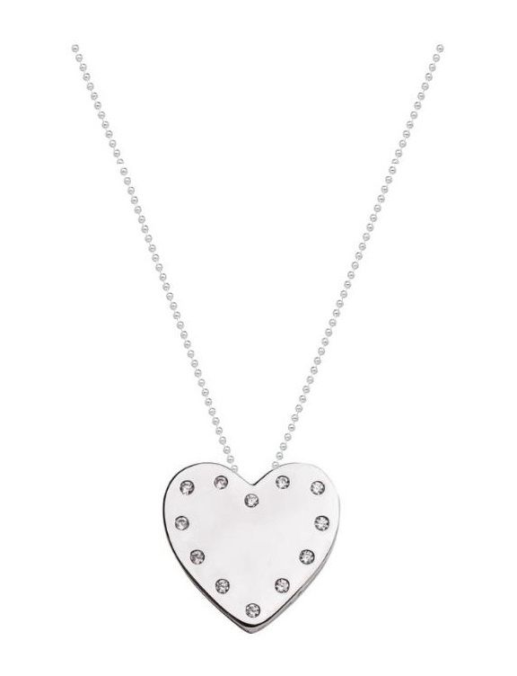 COLAR COM PINGENTE CORAÇÃO COM CRAVAÇÃO LATERAL CRISTAL BANHADO A RÓDIO