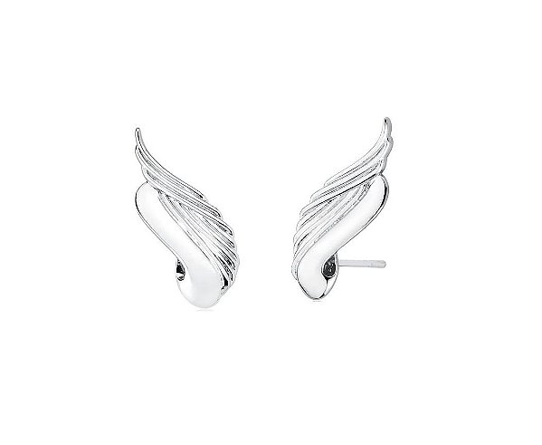 BRINCO EAR CUFF ASA TRABALHADA BANHADO A RÓDIO BRANCO
