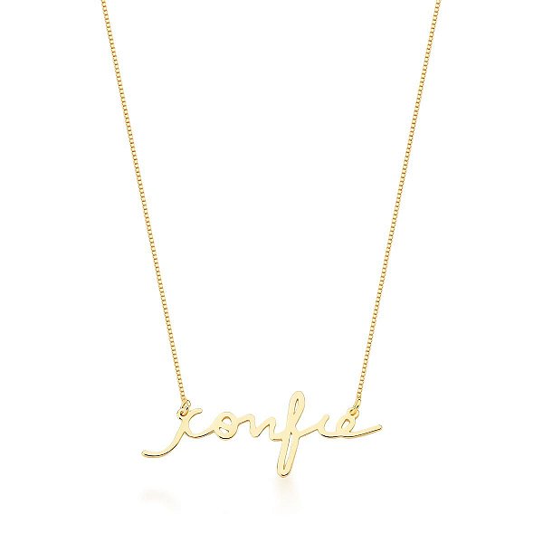 COLAR FRASES "CONFIE" BANHADO A OURO