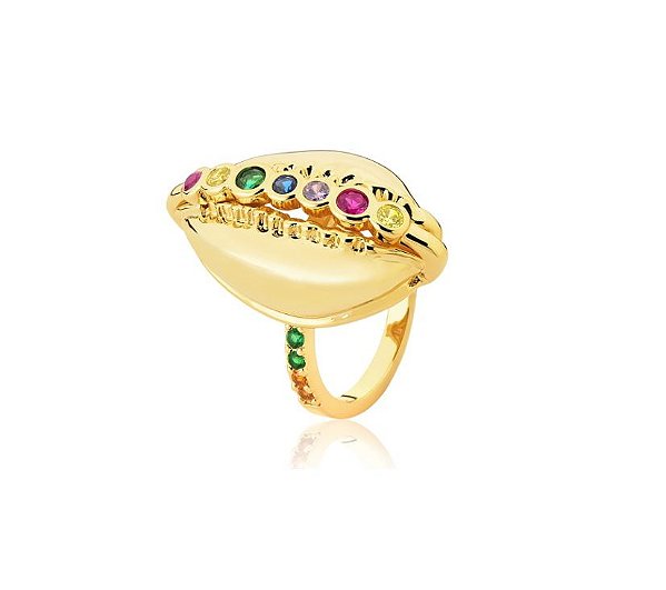 ANEL BÚZIO CRAVEJADO BANHADO A OURO