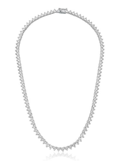 COLAR RIVIERA LUXO CORAÇÕES BANHADA A RÓDIO BRANCO