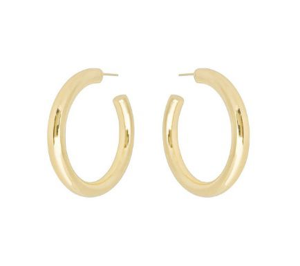 ARGOLA TUBO LISA GRANDE BANHADA A OURO