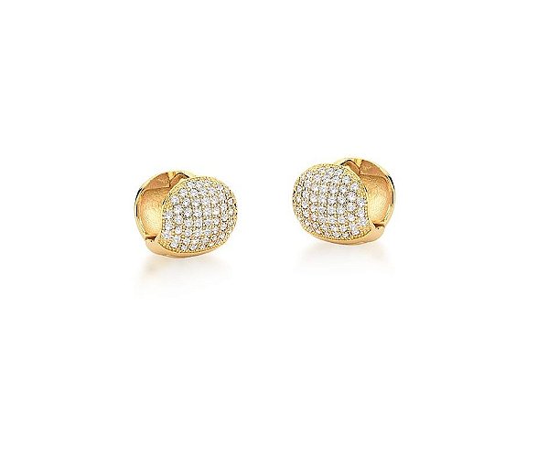 ARGOLA REDONDA COM NOVE FILEIRAS DE ZIRCÔNIAS BANHADA A OURO