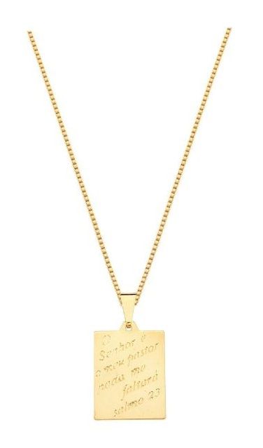 COLAR COM PLACA SALMO 23 BANHADO A OURO