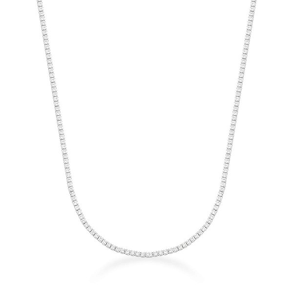 COLAR RIVIERA FINA COM ZIRCÔNIAS CRISTAIS BANHADO A RÓDIO BRANCO