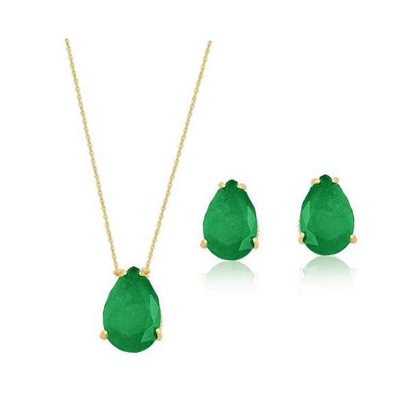 CONJUNTO GOTA ESMERALDA FUSION BAHADO A OURO