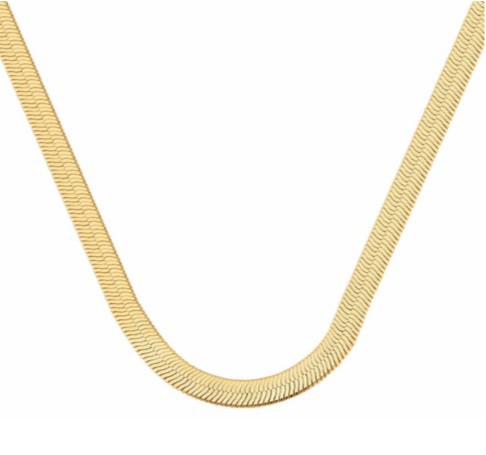 COLAR MALHA LAMINADA LISA BANHADA A OURO