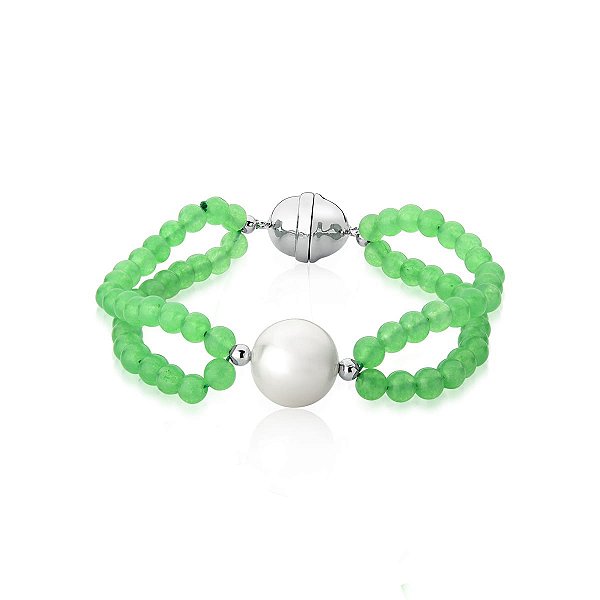 PULSEIRA DUAS VOLTAS COM CRISTAIS VERDES BANHADO A OURO