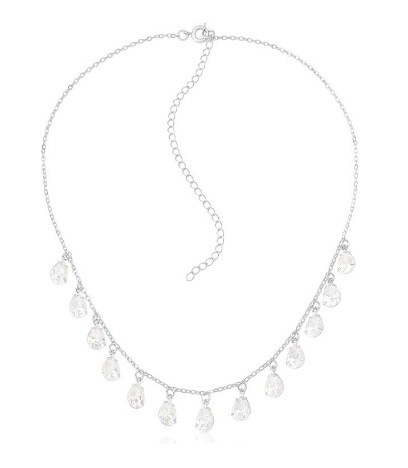 COLAR GOTAS CRISTAIS BANHADO A RÓDIO BRANCO