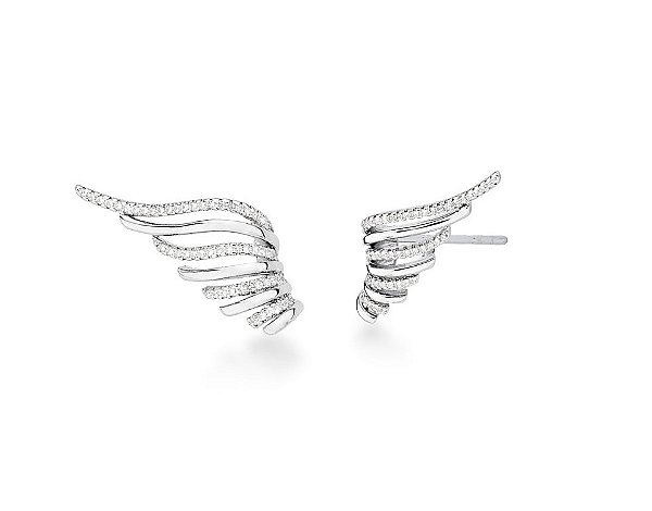BRINCO EAR CUFF ASA CRAVEJADA BANHADO A RÓDIO BRANCO