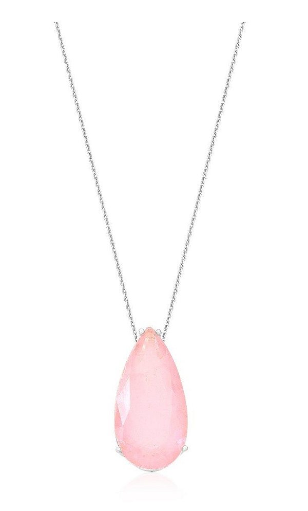 COLAR GOTA LIGHT PINK FUSION BANHADO A RÓDIO BRANCO