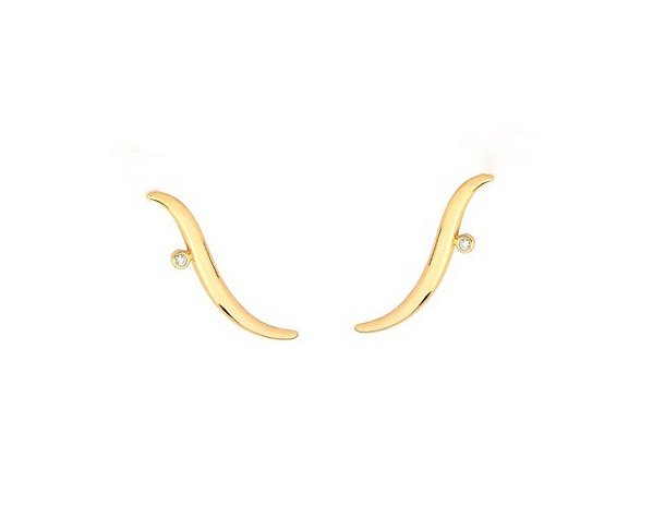 BRINCO EAR CUFF LISO COM UM PONTO DE LUZ BANHADO A OURO