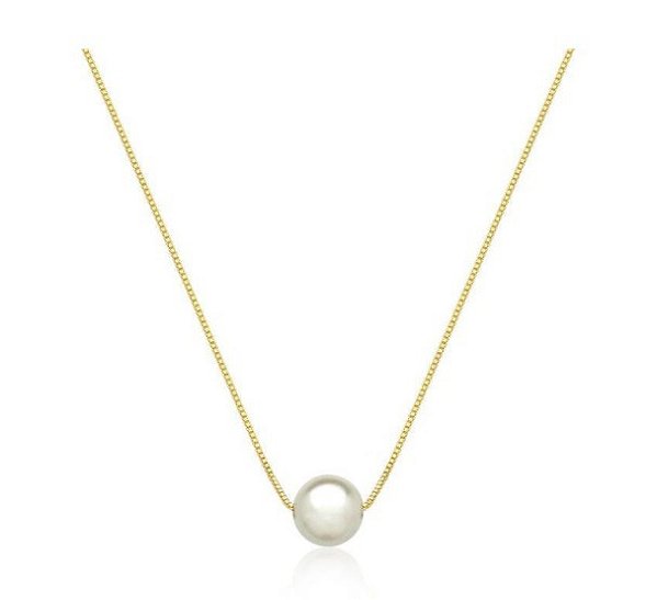 COLAR DE PÉROLA SOLITÁRIA G BANHADO A OURO