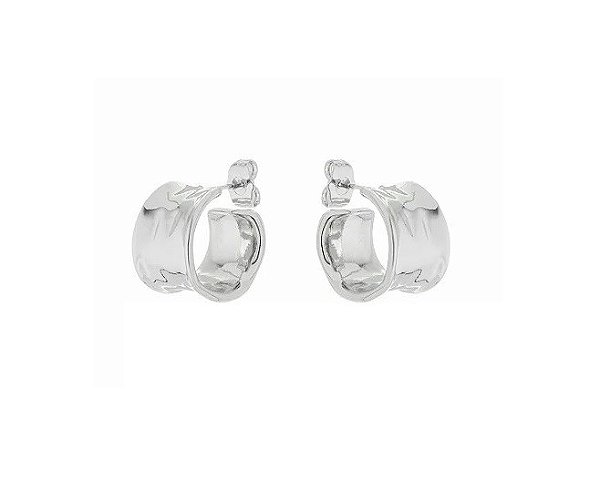 MEIA ARGOLA LARGA MÉDIA LISA BANHADA A RÓDIO BRANCO