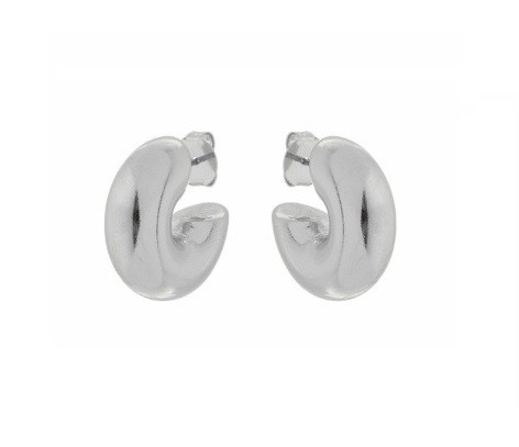 MEIA ARGOLA GRANDE LISA BANHADA A RÓDIO BRANCO