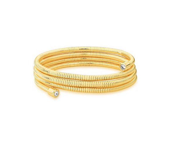 PULSEIRA TIPO MOLA COM DOIS PONTOS DE LUZ BANHADA A OURO