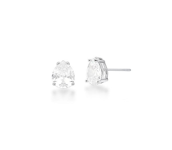 BRINCO GOTA MÉDIA CRISTAL BANHADO A RÓDIO BRANCO