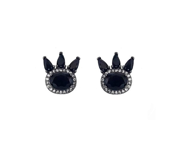 BRINCO PATA EM ZIRCÔNIAS NEGRAS BANHADO A RÓDIO NEGRO