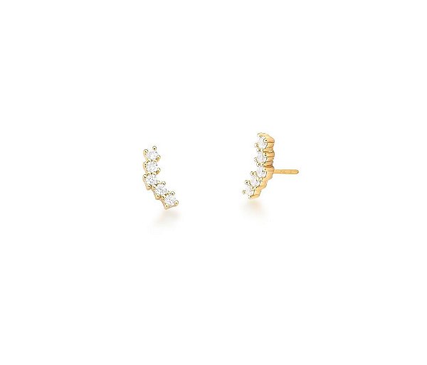 EAR CUFF MINI COM PEDRAS CRISTAIS BANHADO A OURO