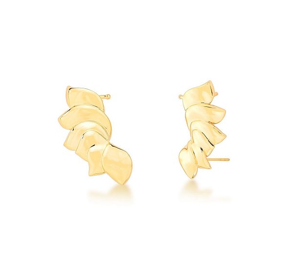 BRINCO EAR CUFF PÉTALAS LISAS BANHADO A OURO