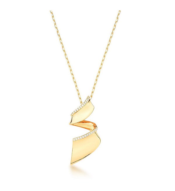 COLAR ESPIRAL TRÊS VOLTAS COM CRAVAÇÃO LATERAL BANHADO A OURO